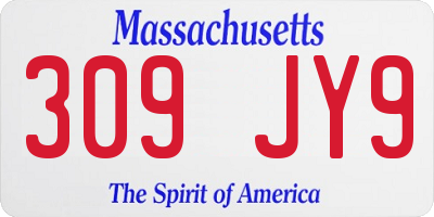 MA license plate 309JY9