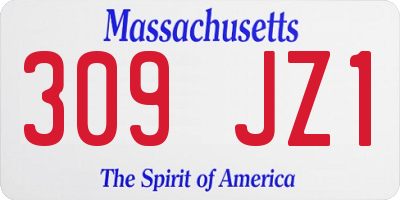 MA license plate 309JZ1