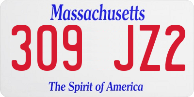 MA license plate 309JZ2