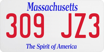 MA license plate 309JZ3
