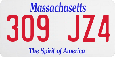 MA license plate 309JZ4
