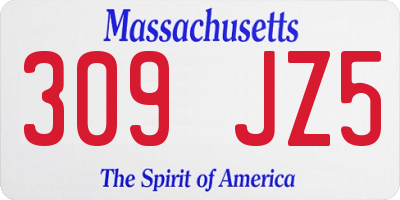 MA license plate 309JZ5