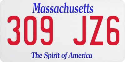 MA license plate 309JZ6