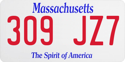 MA license plate 309JZ7