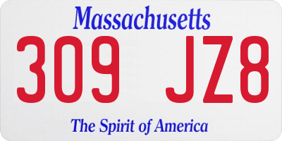 MA license plate 309JZ8