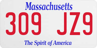 MA license plate 309JZ9