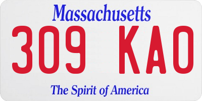 MA license plate 309KA0