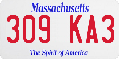 MA license plate 309KA3