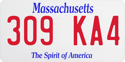 MA license plate 309KA4