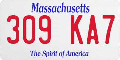 MA license plate 309KA7