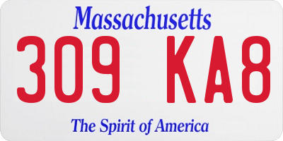 MA license plate 309KA8