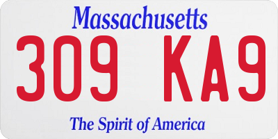 MA license plate 309KA9