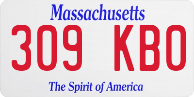 MA license plate 309KB0