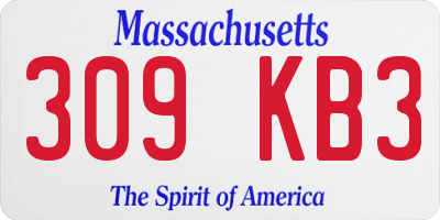 MA license plate 309KB3
