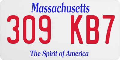 MA license plate 309KB7