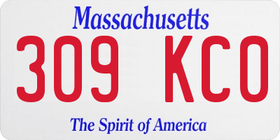 MA license plate 309KC0