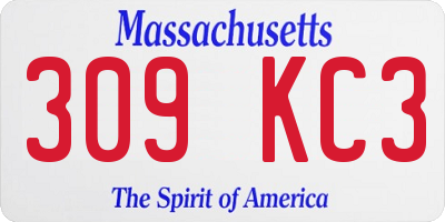 MA license plate 309KC3