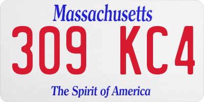 MA license plate 309KC4