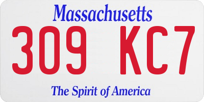 MA license plate 309KC7