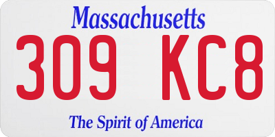 MA license plate 309KC8