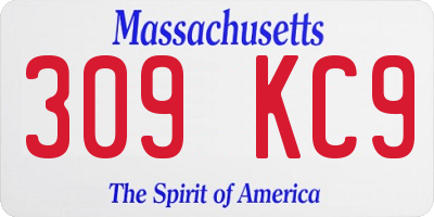 MA license plate 309KC9