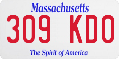 MA license plate 309KD0