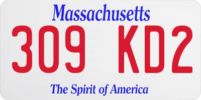 MA license plate 309KD2