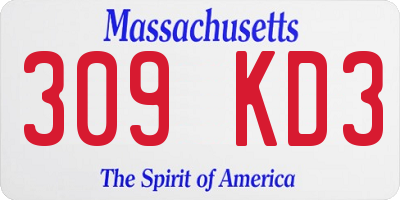 MA license plate 309KD3