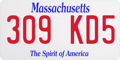 MA license plate 309KD5
