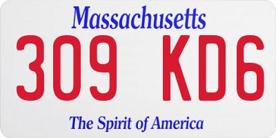 MA license plate 309KD6