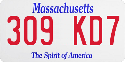 MA license plate 309KD7