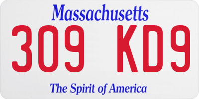 MA license plate 309KD9