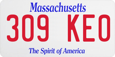 MA license plate 309KE0