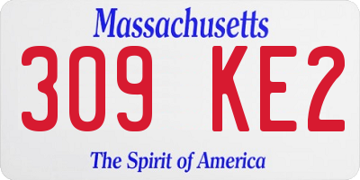 MA license plate 309KE2
