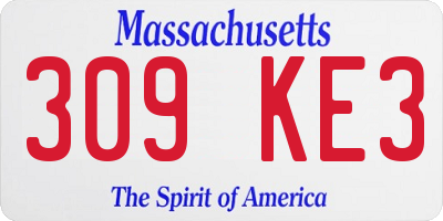 MA license plate 309KE3