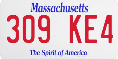 MA license plate 309KE4