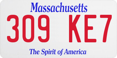 MA license plate 309KE7