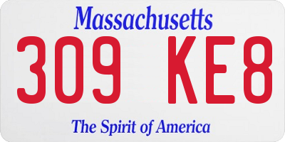 MA license plate 309KE8