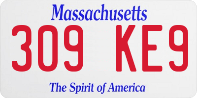 MA license plate 309KE9
