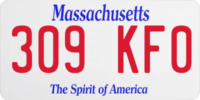 MA license plate 309KF0