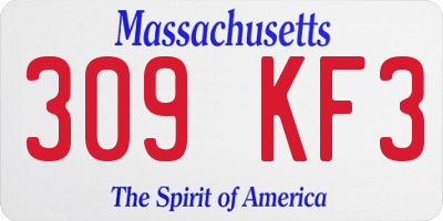 MA license plate 309KF3
