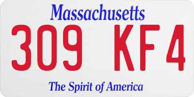 MA license plate 309KF4