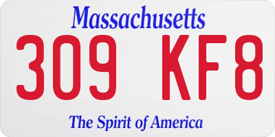MA license plate 309KF8