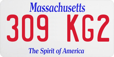 MA license plate 309KG2