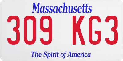 MA license plate 309KG3