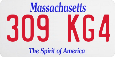 MA license plate 309KG4