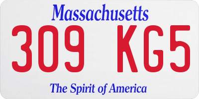 MA license plate 309KG5