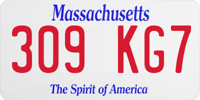 MA license plate 309KG7