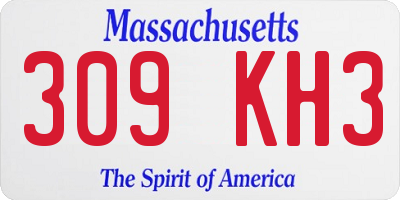 MA license plate 309KH3