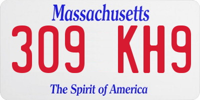 MA license plate 309KH9